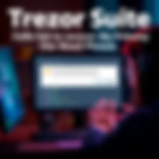 A frustrated person looking at a computer screen with Trezor Suite, showing an error message regarding seed phrase recovery options.