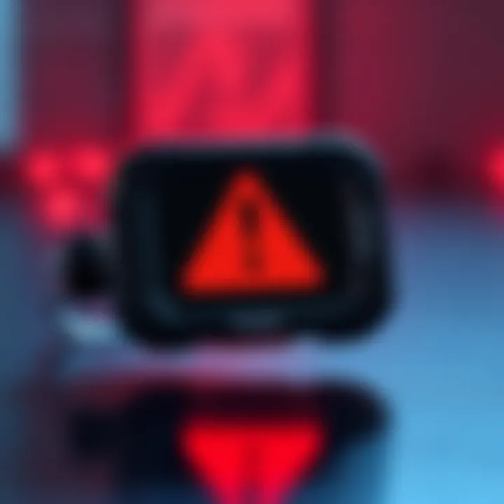 A Trezor hardware wallet displayed with a warning sign, symbolizing security concerns and user errors in cryptocurrency management.