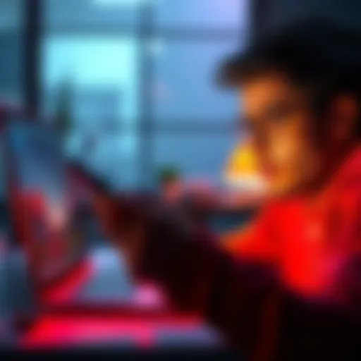 A person looking frustrated while trying to log into a laptop, holding a phone for verification
