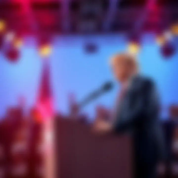 Donald Trump speaking at a podium during a public event in 2025, addressing his leadership strategies and public response
