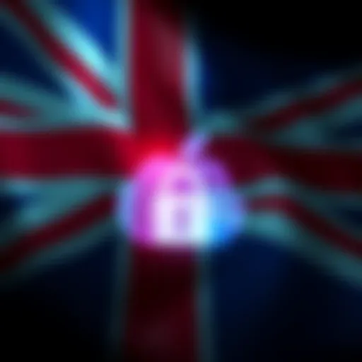 A graphic showing the UK flag and an Apple logo with a lock symbol, representing concerns over privacy and crypto wallet security