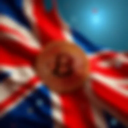 A graphic showing the UK flag with a Bitcoin symbol, representing new regulations in cryptocurrency.