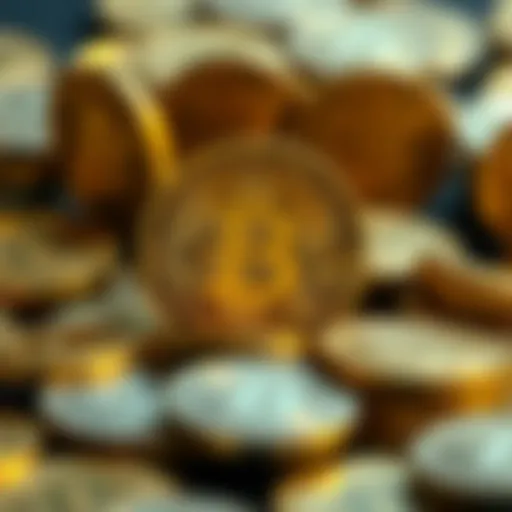 A digital representation of Bitcoin coins, symbolizing the UK government's effort to seize $6.7 billion in Bitcoin from a fraud case.