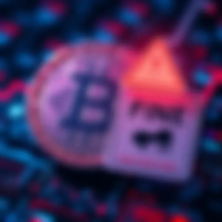 A graphic showing a cryptographic currency symbol with a warning sign and a £300 fine notice, symbolizing new UK regulations for crypto traders