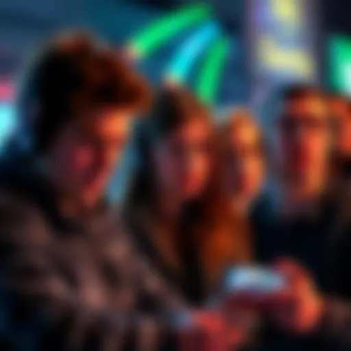A group of UK gamers looking frustrated while trying to load ads in a mobile game on their phones.