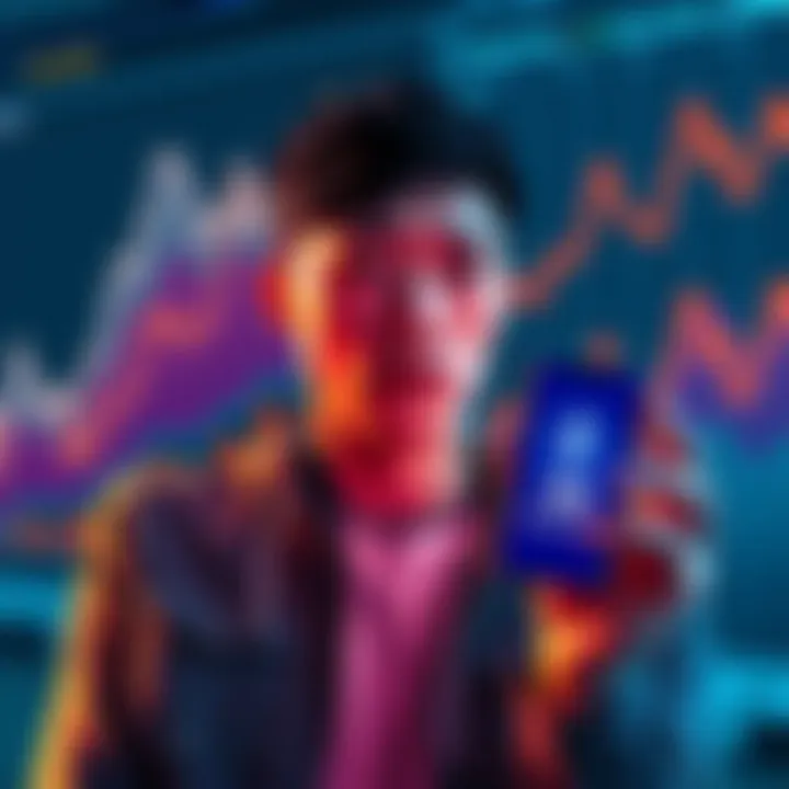 A person looks confused while holding a smartphone displaying Tethereum T99, with graphs showing high costs and barriers in the background.