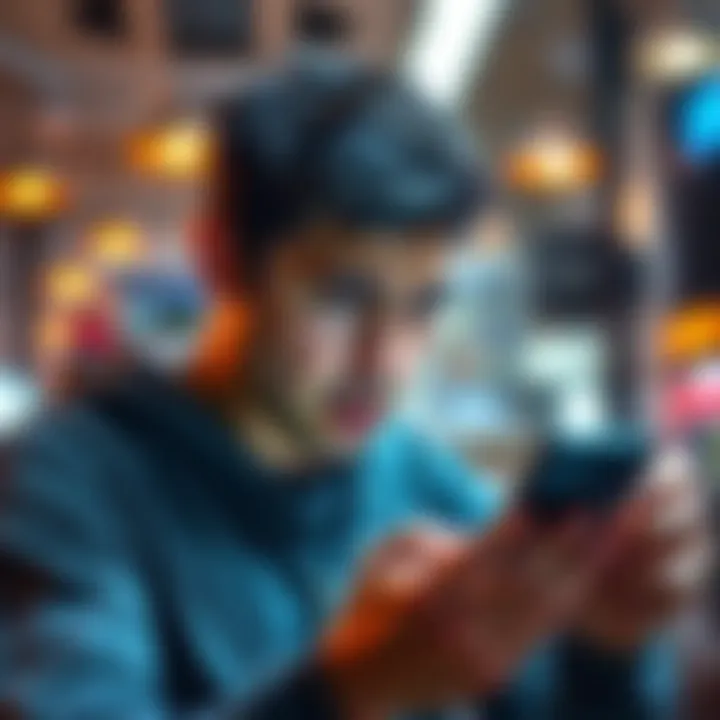 Individual frustrated while trying to unlock their smartphone, showing signs of annoyance and concern