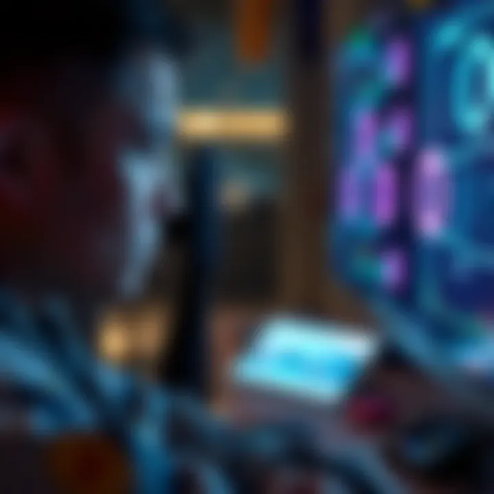 A person looking at a computer screen with a frustrated expression while trying to unlock their staked assets, with visuals of loops on the screen.