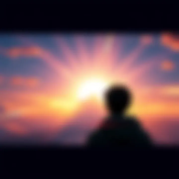 A person looking at a bright horizon with signs of change in the sky, symbolizing upcoming developments.