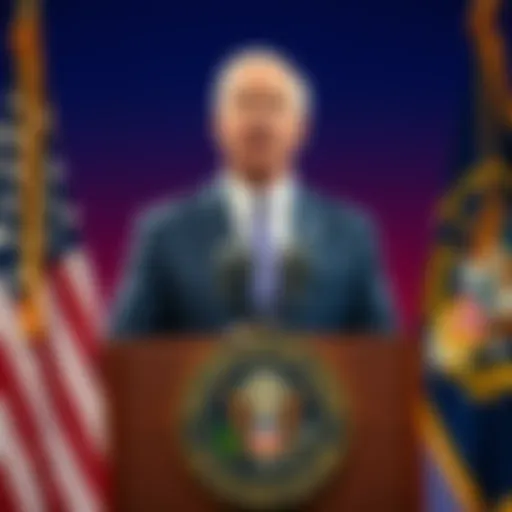Treasury Secretary Bessent speaking at a podium about the decision not to purchase Bitcoin, with a backdrop of the US flag