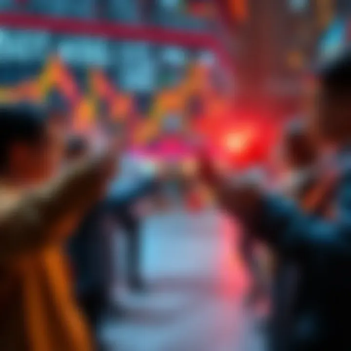 People holding USDT with financial charts in the background