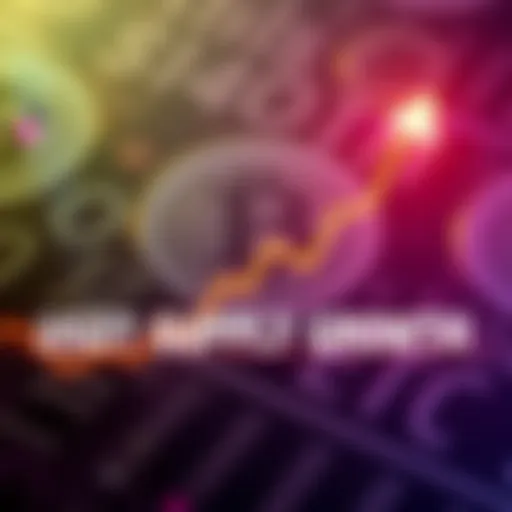 A graphic showing a rising trend line overlaid on a digital currency background, symbolizing the increase in USDT supply to 175 billion.