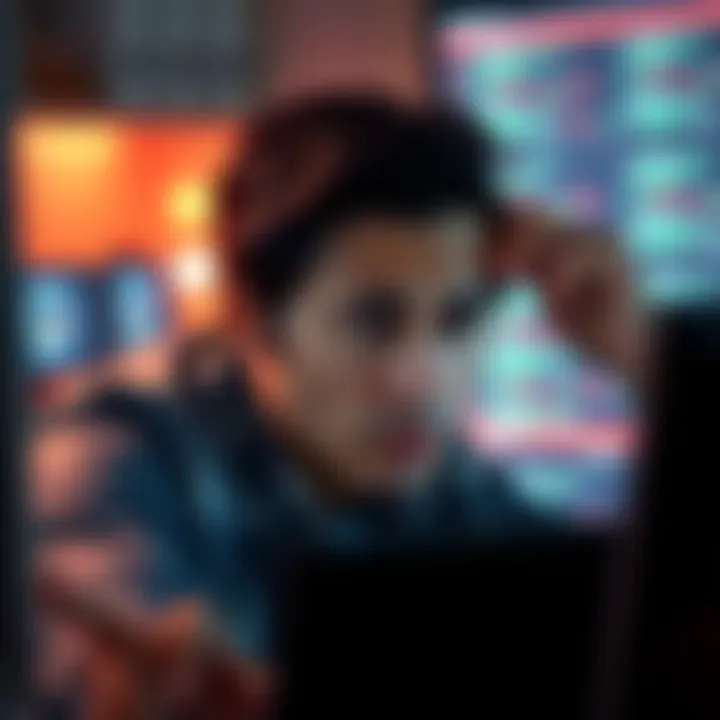 A person looking frustrated at their computer screen while trying to log back into an account after being logged out unexpectedly.