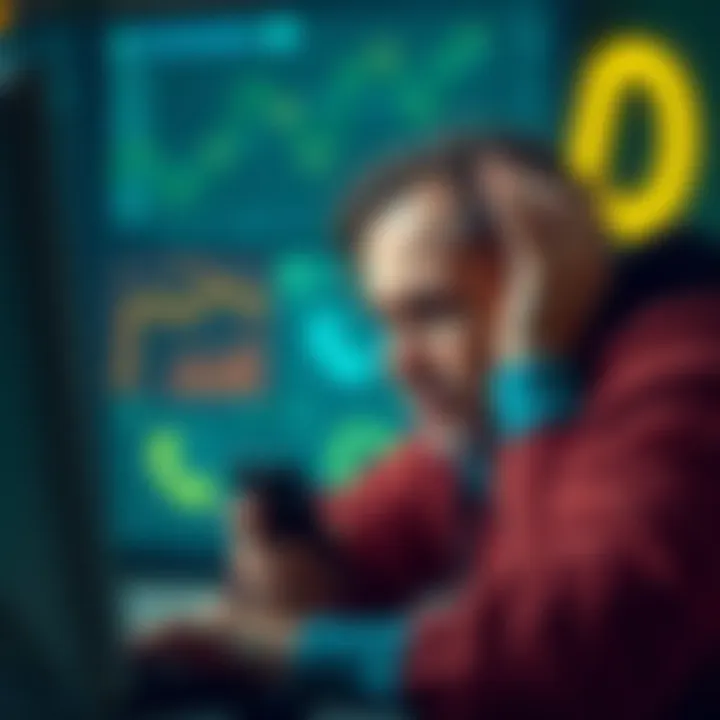 Person looking frustrated while trying to log into an account after changing their phone number, with a phone and computer visible