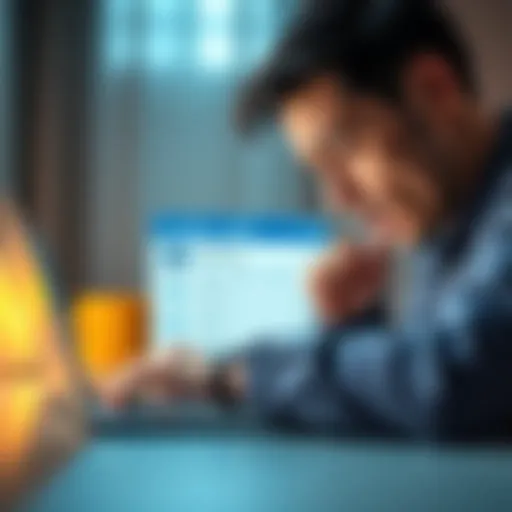 A worried person looking at a laptop with a shocked expression, showing a frozen banking app and an empty wallet, symbolizing financial trouble after account suspension.