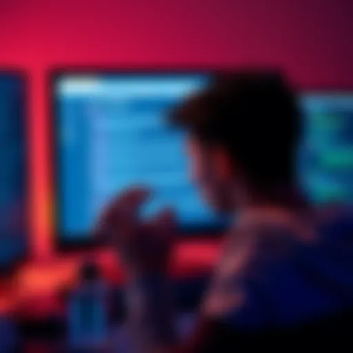 A frustrated person looking at a computer screen with a message about being auto-moderated in an online forum discussion about Binance and IOTA