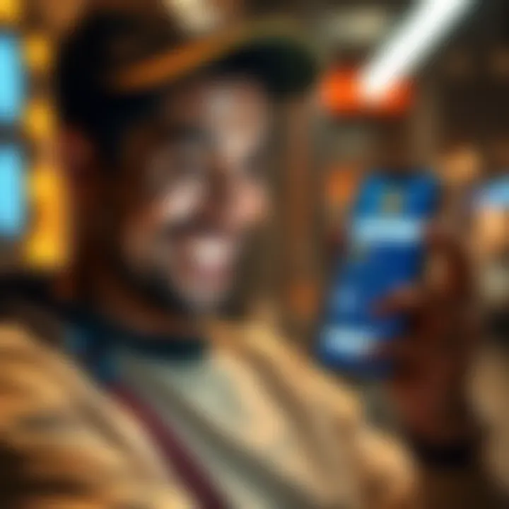 A person smiling while looking at their phone displaying Bitcoin and Bitcoin Cash payment notifications