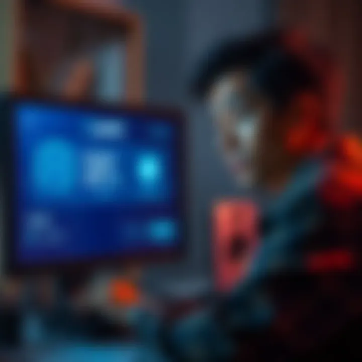 A concerned user looking at a computer screen displaying a Yoroi wallet, showing a balance of ADA tokens, with a worried expression.