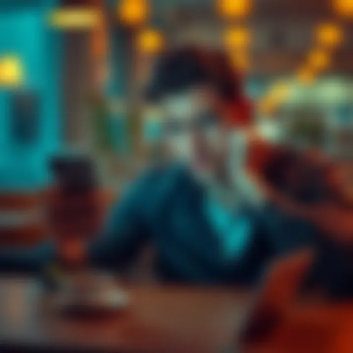 A frustrated person looks at their phone with a closed account notice from Revolut, sitting at a table with a coffee cup, feeling disappointed.