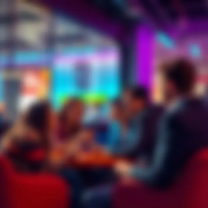 A group of people discussing their purchase insurance experiences with Metal services in a casual setting.