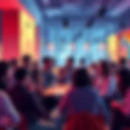 A diverse group of people engaging in a lively discussion about Vechain, sharing ideas and thoughts in a welcoming environment.