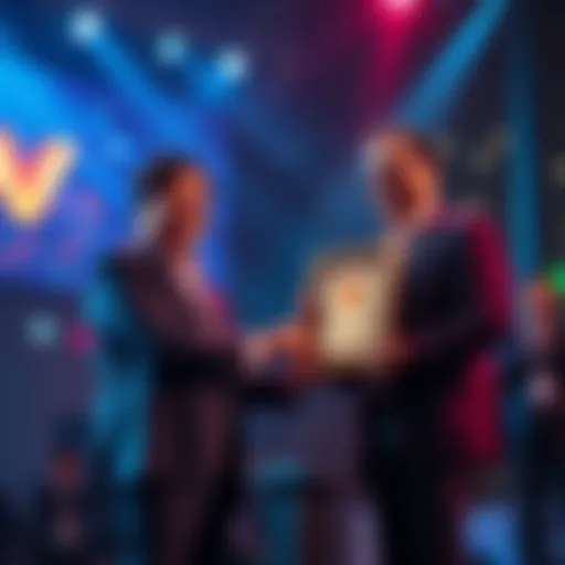 VeChain representatives holding the Best Blockchain Project award at a ceremony