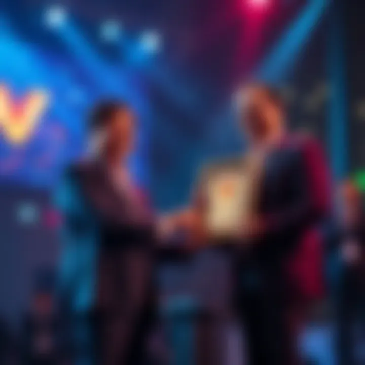 VeChain representatives holding the Best Blockchain Project award at a ceremony