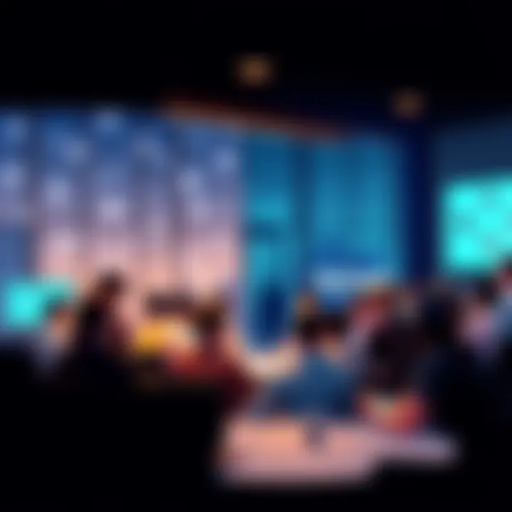 People engaging in a discussion about Vechain technology and blockchain solutions.