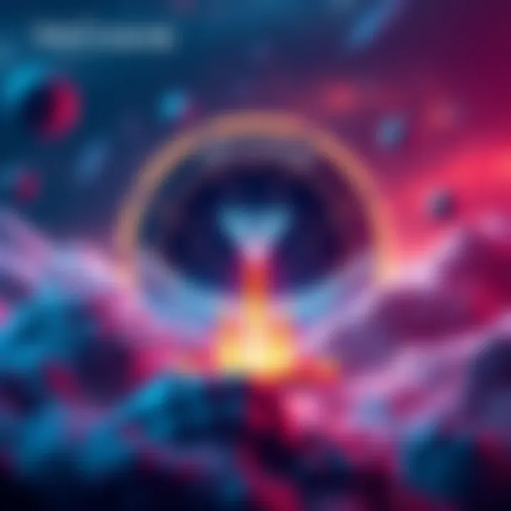 Graphic showing the launch of VeChain's Galactica Testnet phase with blockchain elements