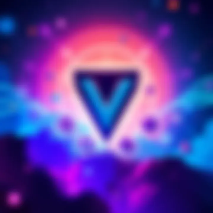 VeChain logo with icons representing staking, cross-chain capabilities, and rewards