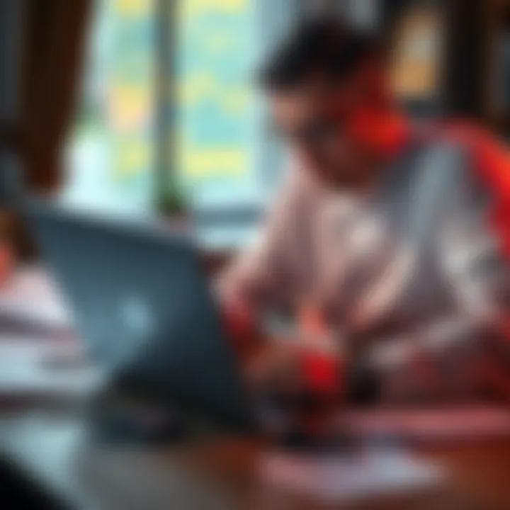 A person troubleshooting verification issues on a laptop, surrounded by documents and notes.