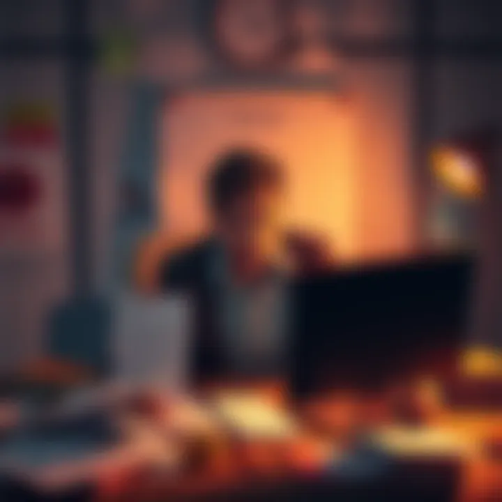A frustrated person sitting at a computer, surrounded by documents and error messages about account verification failures.