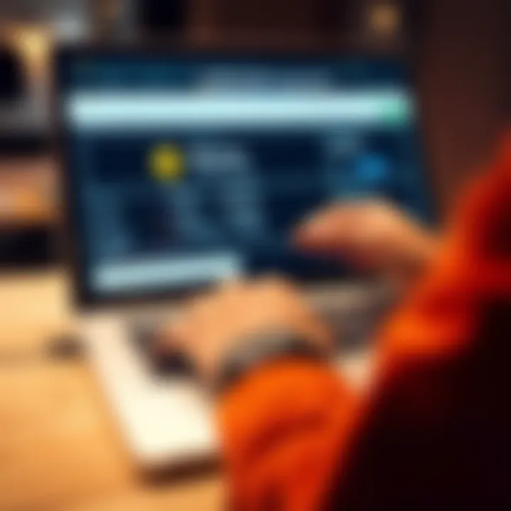 A person using a digital wallet to verify Monero transactions on a laptop, displaying transaction details on the screen.