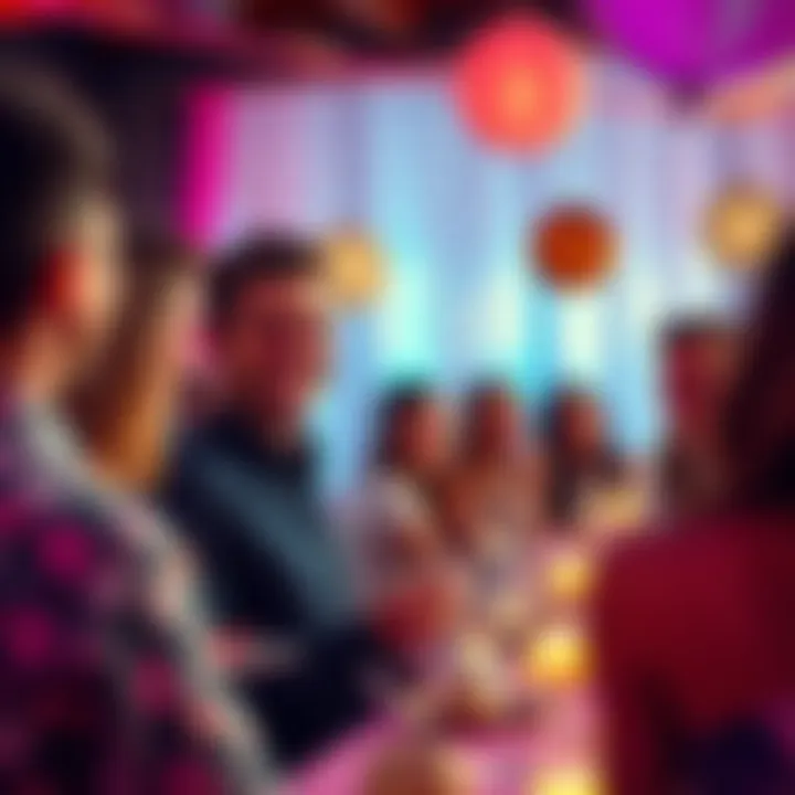Vitalik Buterin smiling and chatting with guests at a lively baby shower