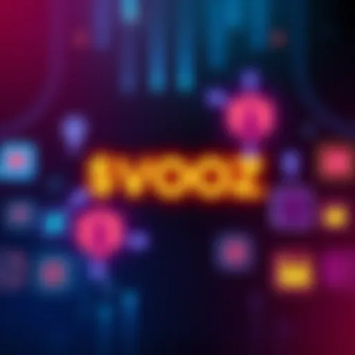 A graphic showing $VOOZ logo with arrows indicating growth, alongside icons representing new features like location filters and hangouts.