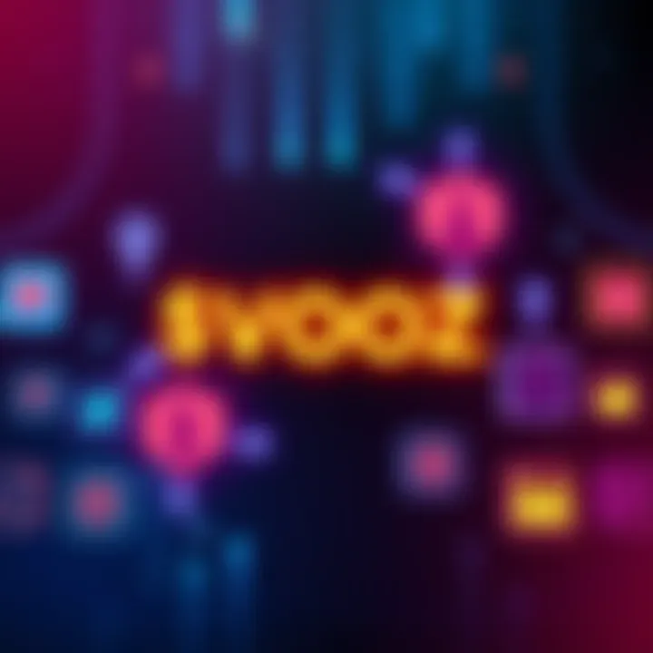 A graphic showing $VOOZ logo with arrows indicating growth, alongside icons representing new features like location filters and hangouts.