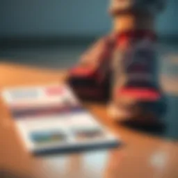 A pair of walking shoes next to a brochure about a new investment project