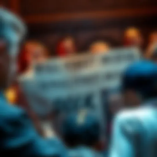 A newspaper with the Wall Street Journal logo displayed prominently, surrounded by people discussing it angrily, emphasizing public reaction to the headline.