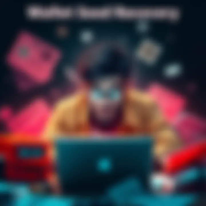 A person looking frustrated while surrounded by papers and a laptop, trying to recover an old wallet seed phrase for cryptocurrency.