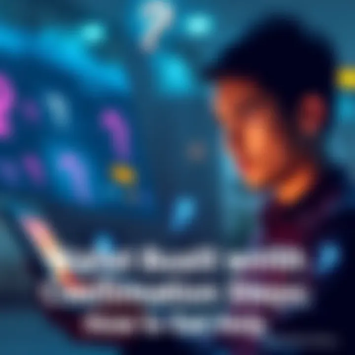 A person looking at a digital wallet screen, frustrated with confirmation steps, surrounded by question marks and help icons.