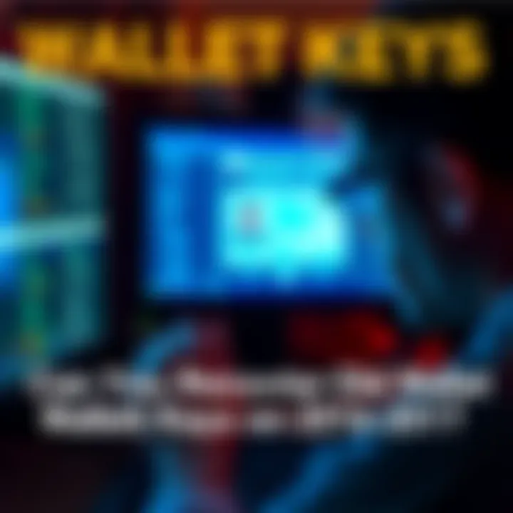 A person looking at a computer screen with a wallet ID, considering how to recover forgotten wallet keys from the past.
