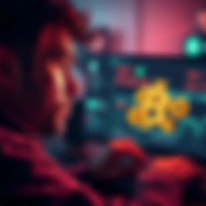 A person looking frustrated at a computer screen with wallet addresses and coins displayed, symbolizing challenges in restoring crypto wallets.