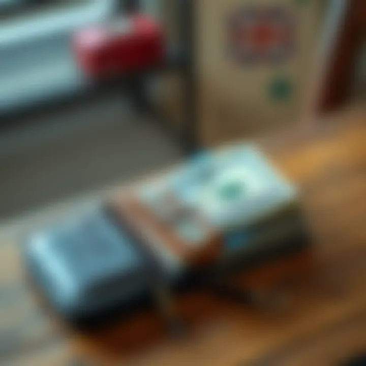 A wallet open on a wooden table with cash and cards visible, symbolizing fund retrieval and balance management.