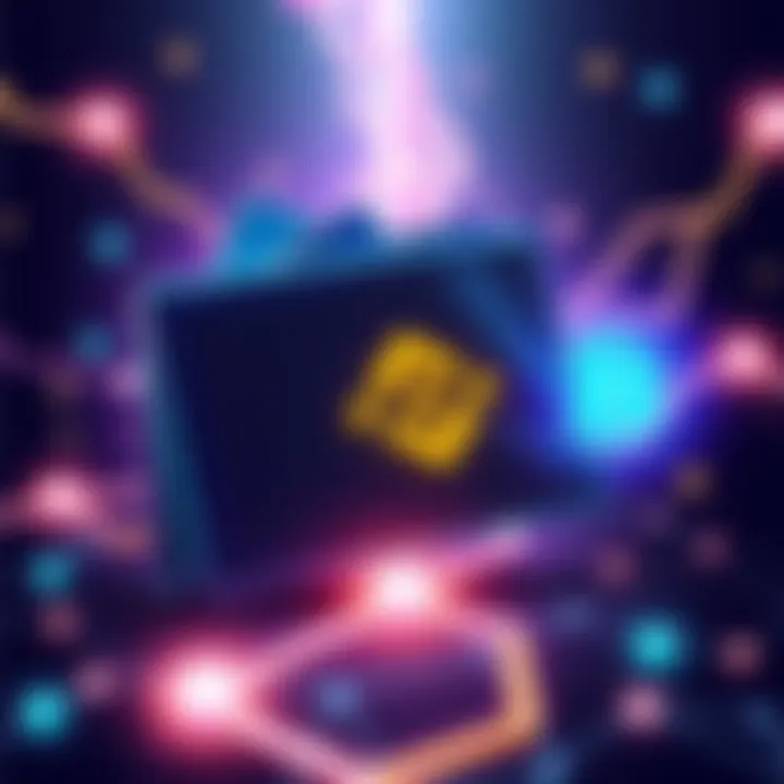 Illustration showing a digital wallet with Binance logo and Stellar chain connections, indicating transactions.