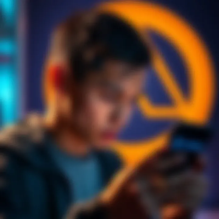 A person looking worried while checking their Coinbase account on a smartphone, with a warning symbol in the background