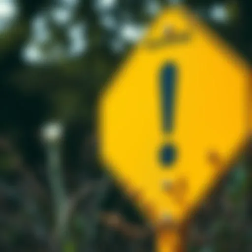 A close-up of a bright yellow warning sign with an exclamation mark, surrounded by nature, symbolizing the need to pay attention to important signals.