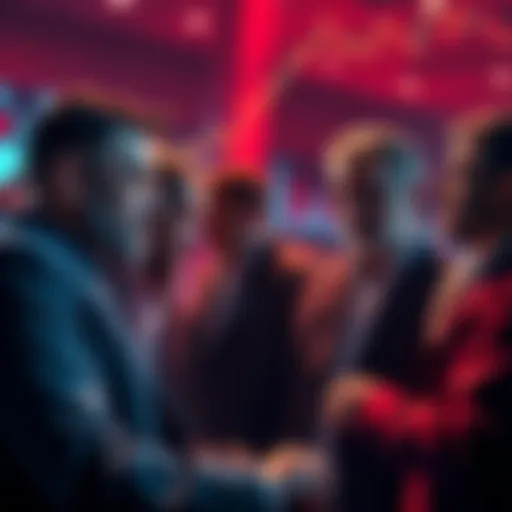 Group of wealthy investors observing a chart showing XRP price trends with concern