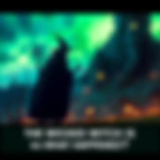 A scene depicting the witch's end with mystical elements fading away, showcasing a transformed landscape without her presence.
