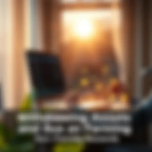 A person withdrawing digital assets on a computer while sunlight shines through a window, symbolizing sun farming rewards
