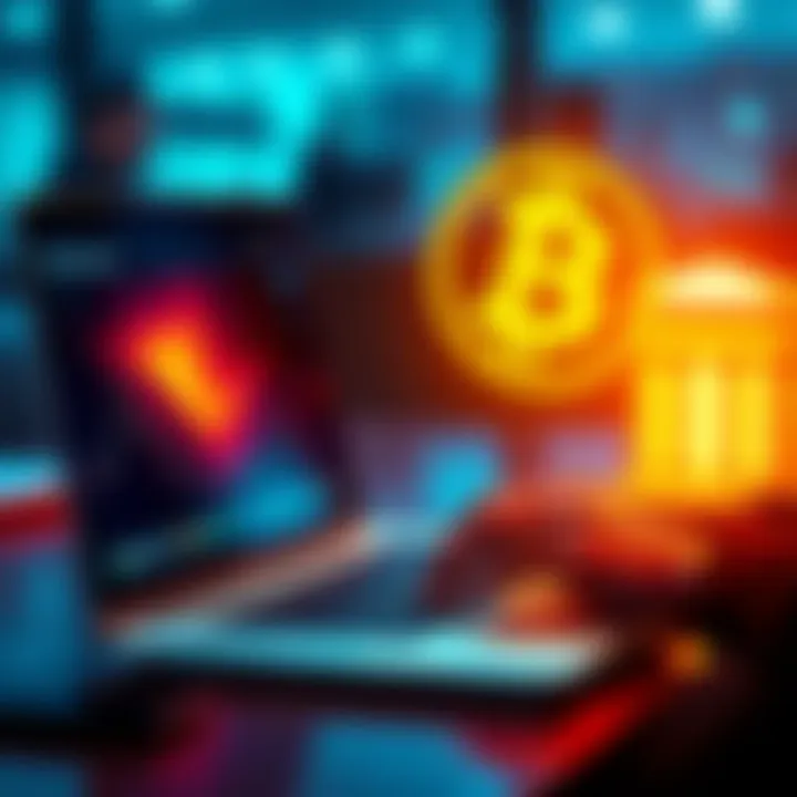 Person using a laptop to transfer cryptocurrency to a bank account
